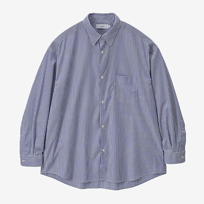 Broad Stripe L/S Oversized Regular Collar Shirt / Blue Stripe