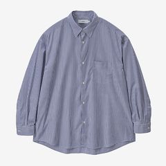 Broad Stripe L/S Oversized Regular Collar Shirt / Blue Stripe