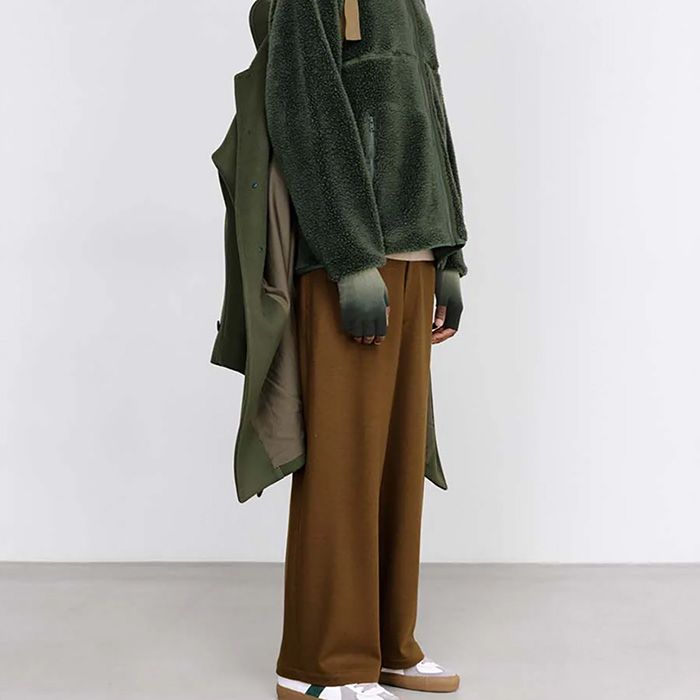 Wool Smooth Flannel Easy Wide Pants  / BROWN