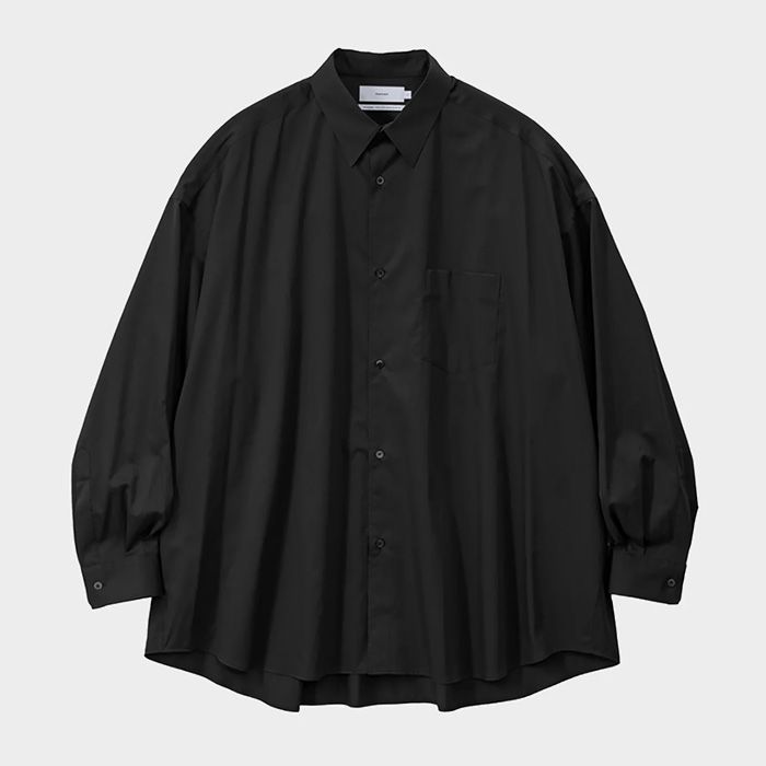 Silicon Poplin Oversized Regular Collar Shirt  / BLACK