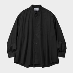 Silicon Poplin Oversized Regular Collar Shirt  / BLACK