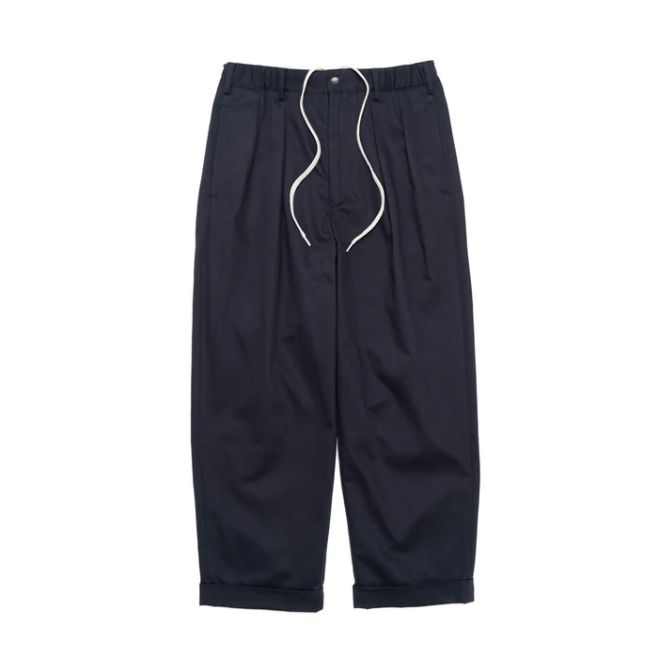 Cotton Chino Tuck Trousers / NAVY - 34