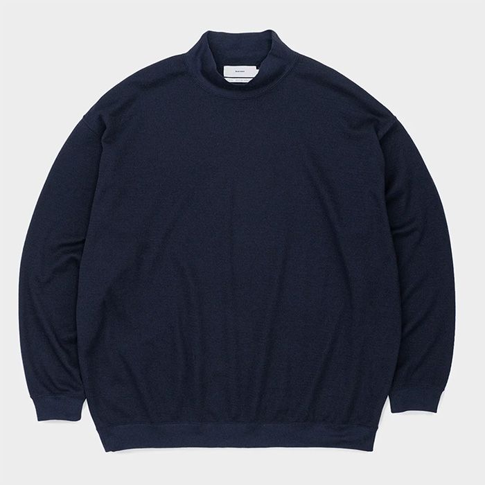 Wool Honeycomb Mock Neck Thermal  / NAVY
