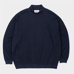 Wool Honeycomb Mock Neck Thermal  / NAVY