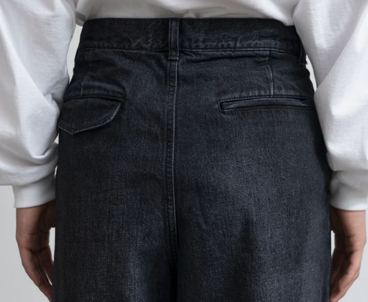 Selvage Denim Two Tuck Pants -DARK FADE- / BLACK DARK FADE