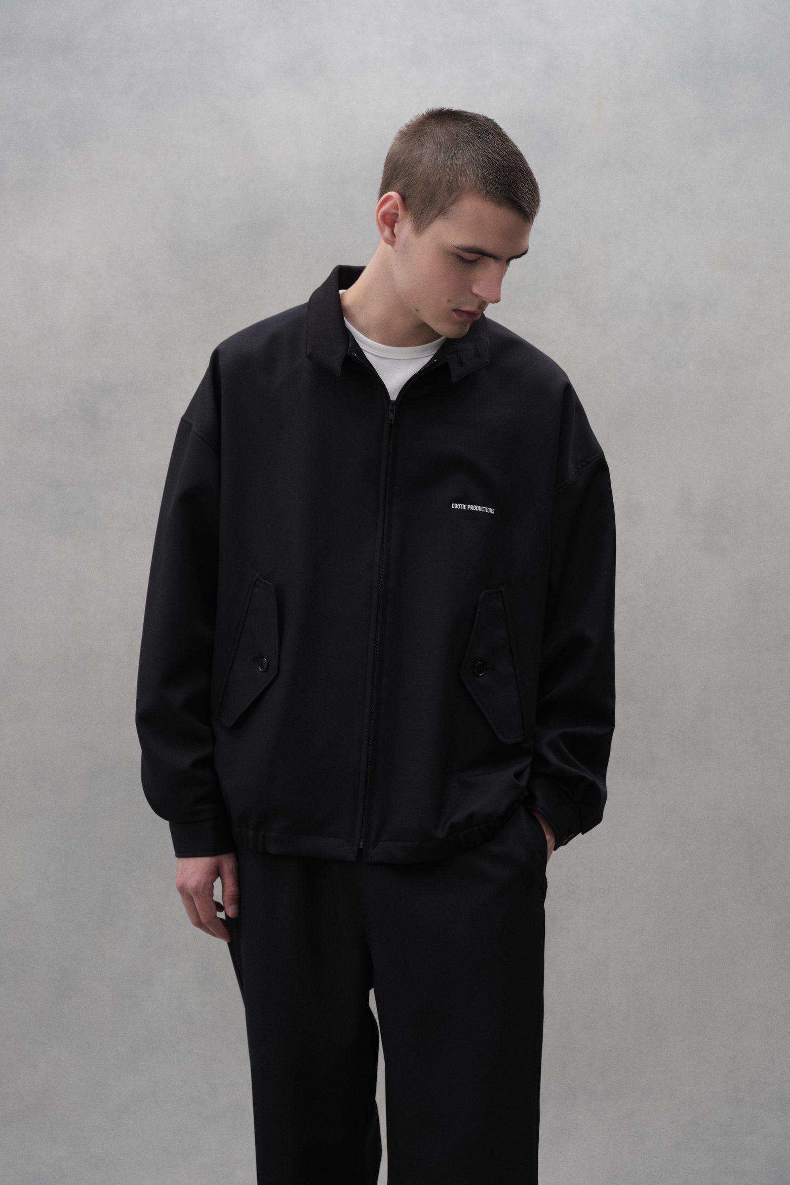 COOTIE PRODUCTIONS - Polyester Twill Drizzler Jacket / Black | Stripe ...