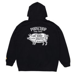 PORK BACK HOODIE / BLACK×WHITE / ポークパーカー