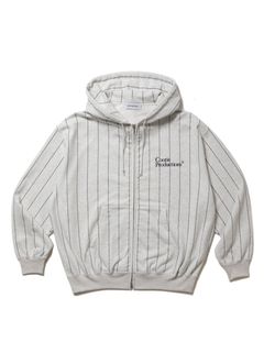Allover Print Open End Yarn Sweat Zip Hoodie / OATMEAL /  ストライプジップパーカー