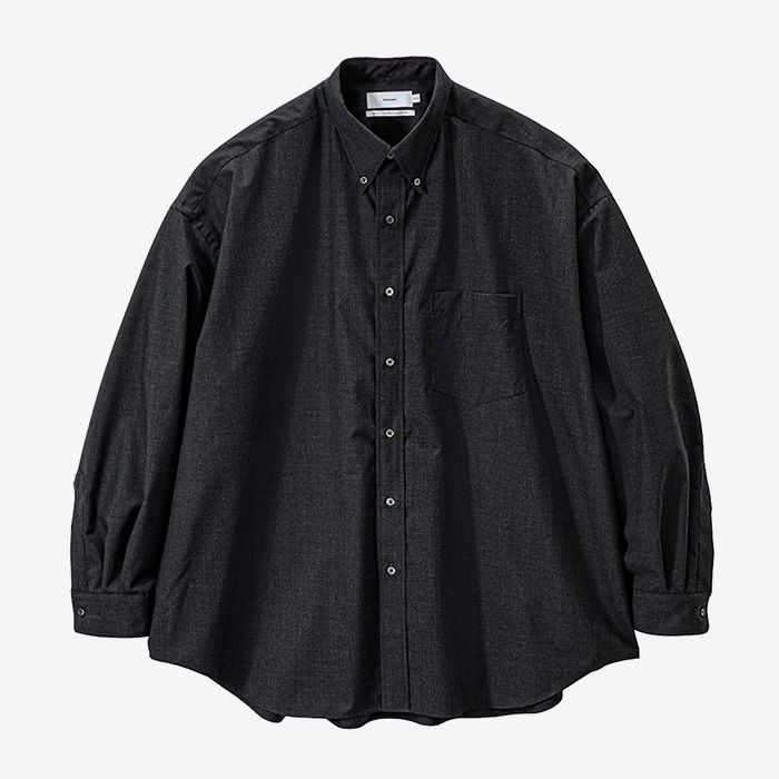 Fine Wool Heather Oversized L/S B.D Shirt / Charcoal