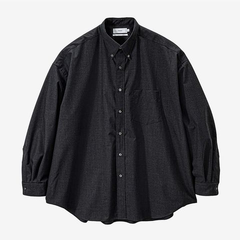 Fine Wool Heather Oversized L/S B.D Shirt / Charcoal