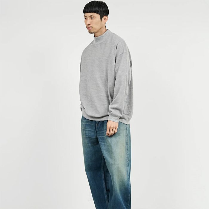 Wool Honeycomb Mock Neck Thermal  / H.GRAY
