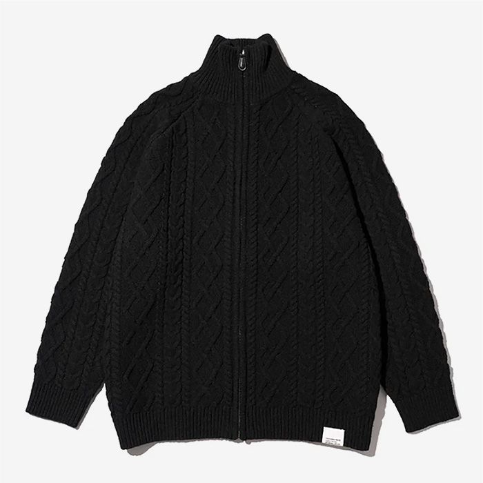 SHETLAND WOOL x SOLOTEX® TECH FISHERMAN ZIP-UP / BLACK