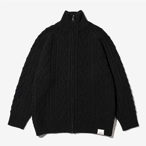 SHETLAND WOOL x SOLOTEX® TECH FISHERMAN ZIP-UP / BLACK
