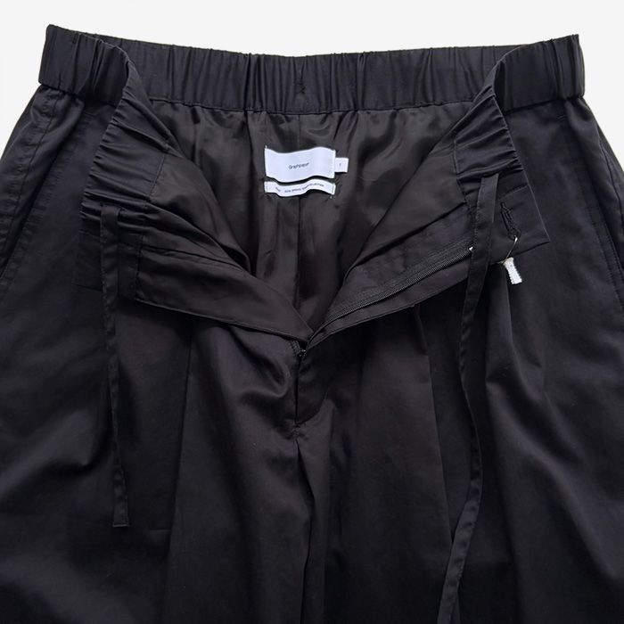 Silicon Poplin Two Tuck Easy Pants / Black