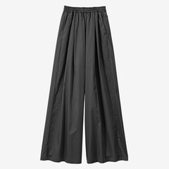 Women / Silicon Poplin Two Tuck Easy Wide Pants / Black