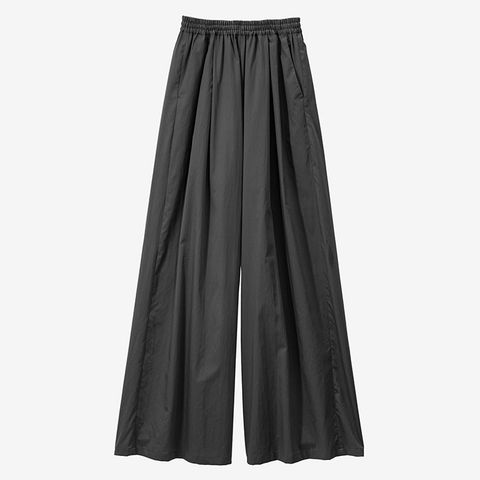 Women / Silicon Poplin Two Tuck Easy Wide Pants / Black