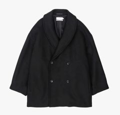 Light Melton Shawl Collar Coat / BLACK