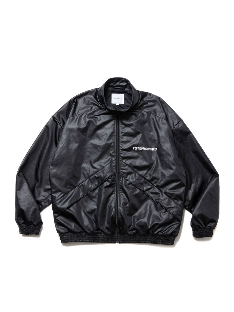 COOTIE PRODUCTIONS - Damp Coated Satin Track Jacket / BLACK  