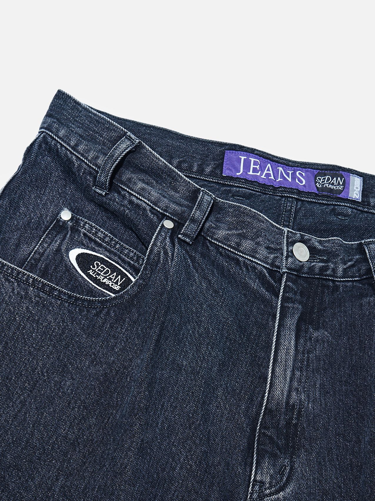 SEDAN ALL-PURPOSE - OVAL LOGO DENIM PANT / BLACK | Stripe Online Store