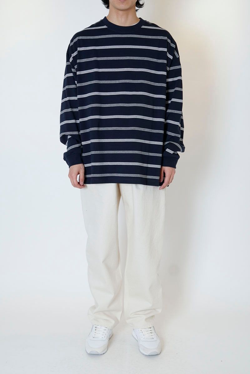 EVCON - BORDER WIDE L/S T-SHIRT / NAVY | Stripe Online Store