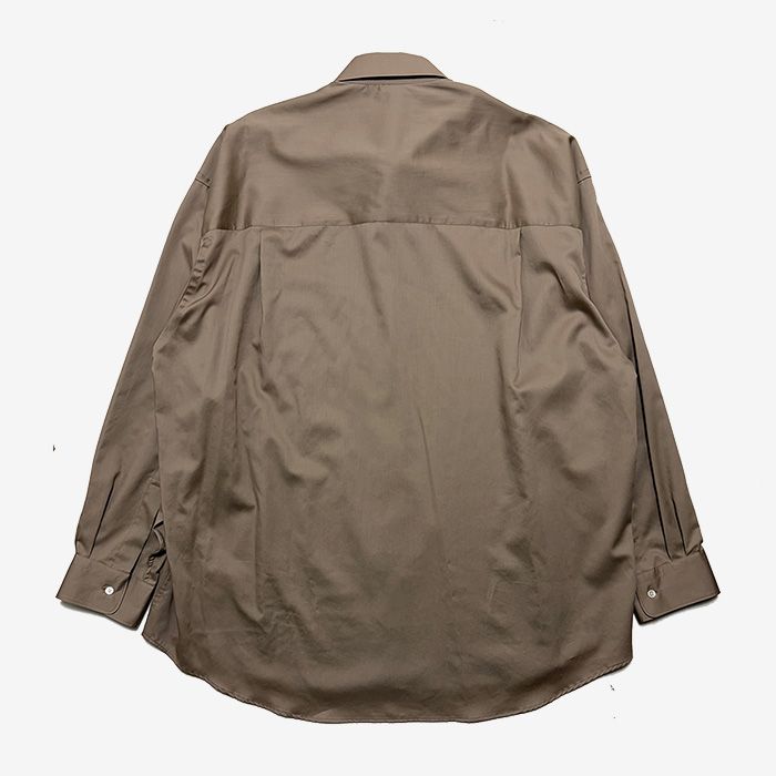 Silicon Poplin Oversized Regular Collar Shirt / Taupe