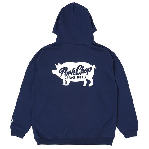 SCRIPT PORK HOODIE / INDIGO / プリントパーカー