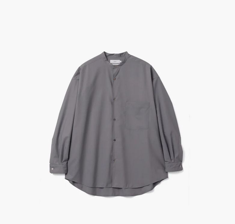 Graphpaper   Fine Wool Tropical L/S Oversized Band Collar Shirt