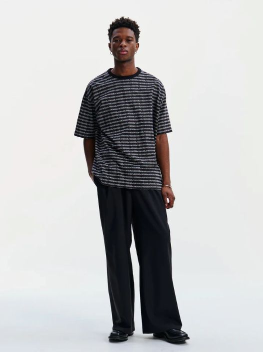 Supima Jacquard Border S/S Tee / BLACK /  ジャガードボーダーティーシャツ