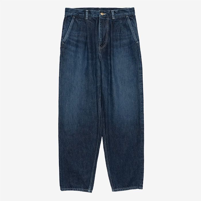 Unisex / Selvage Denim Two Tuck Tapered Pants -DARK FADE- / INDIGO DARK FADE
