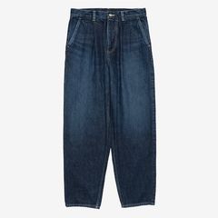 Unisex / Selvage Denim Two Tuck Tapered Pants -DARK FADE- / INDIGO DARK FADE