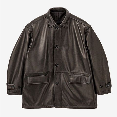 Lamb Leather Car Coat / Black