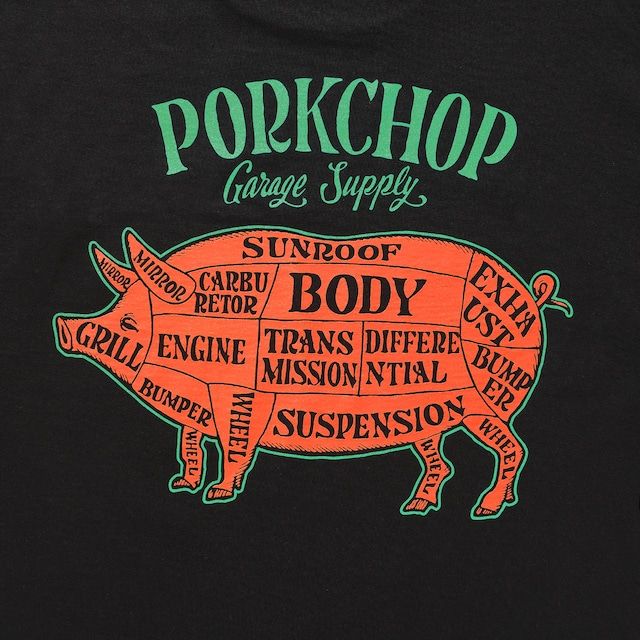 PORK BACK TEE / BLACK×GROR / プリント ティーシャツ