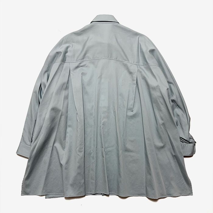 Silicon Poplin Deep Slit Regular Collar Shirt / Smoke Blue
