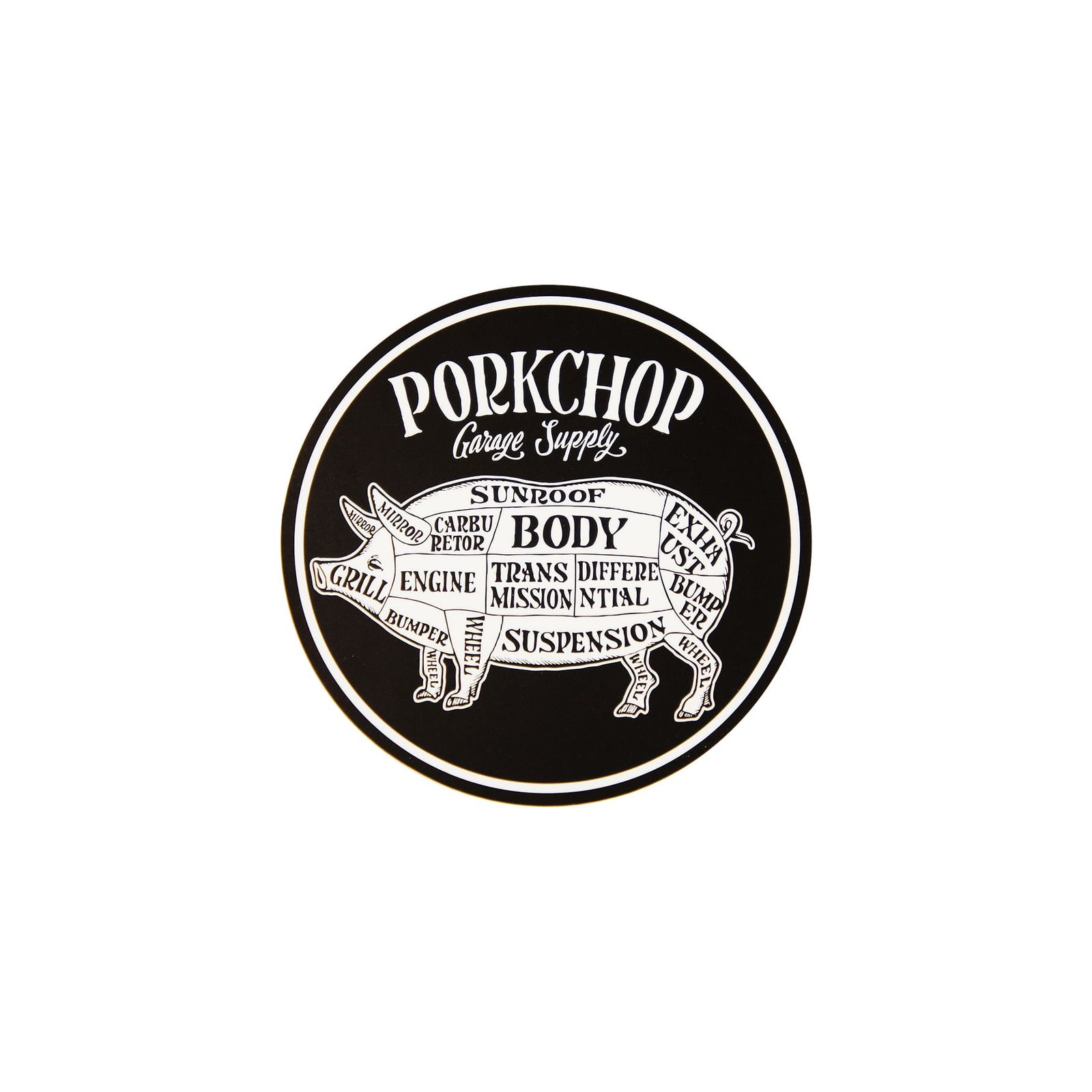 PORKCHOP - PORKCHOP CIRCLE STICKER / RED×WHITE | Stripe Online Store