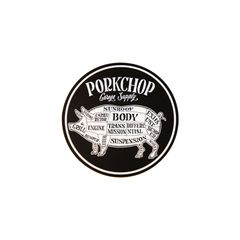 PORKCHOP CIRCLE STICKER / BLACK×WHITE