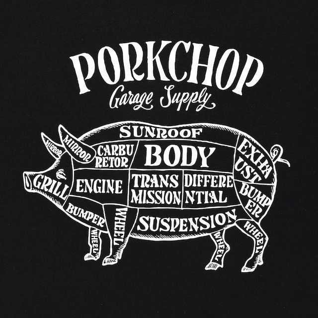 トップス PORKCHOP PORK FRONT TEE 25 BLACK PORKCHOP - PORK FRONT TEE 25 / BLACK / プリントティー