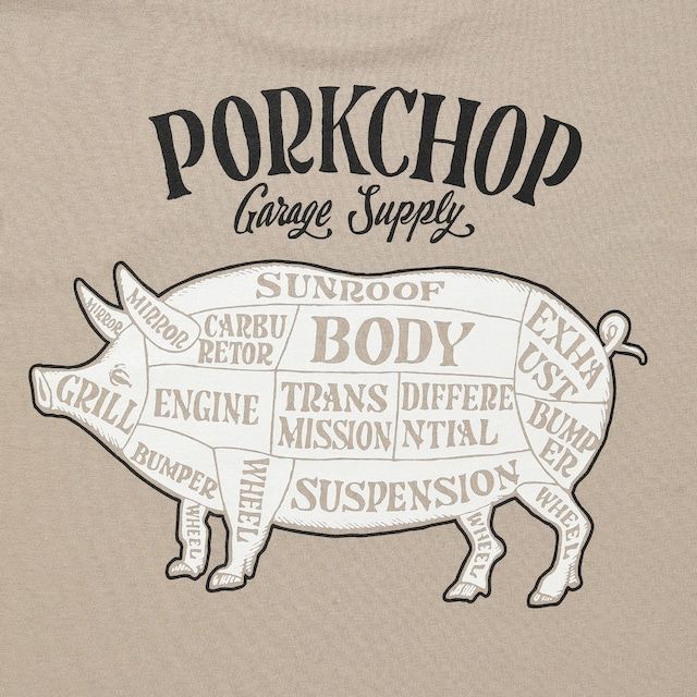 PORK BACK TEE / SAND×BKWH / プリント ティーシャツ