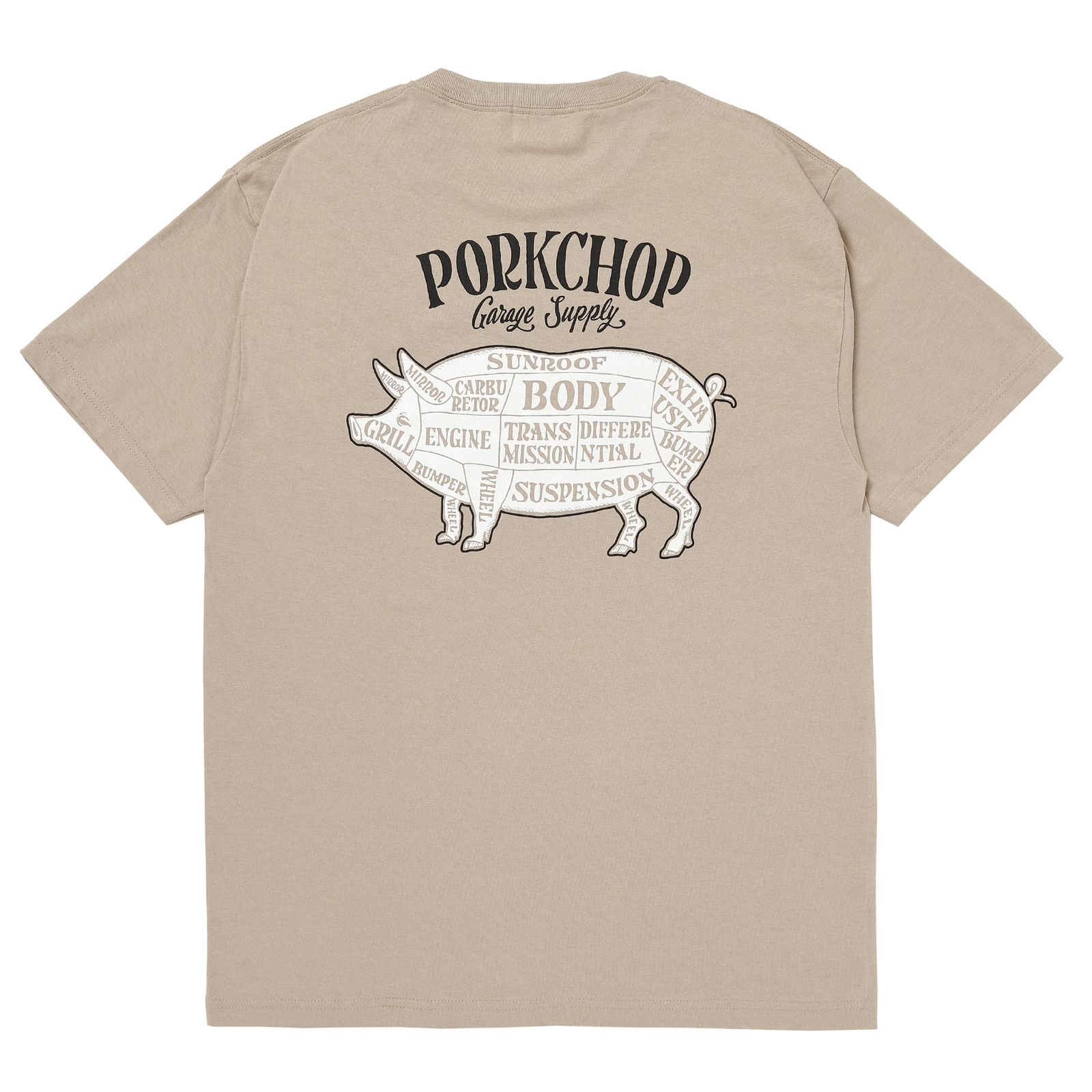 PORK BACK TEE / SAND×BKWH / プリント ティーシャツ