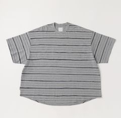 SUPER BIG MIX SIDE STRIPES SS TEE | Grey-Navy
