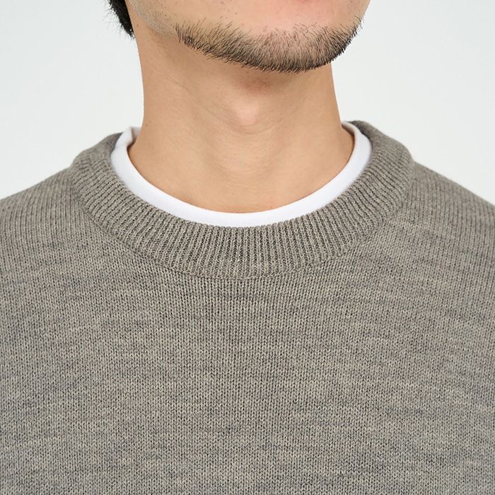 THERMAL JERSEY CREW NECK KNIT / GRAY