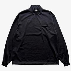 Merino Wool Mock Neck Pocket L/S Tee / Charcoal