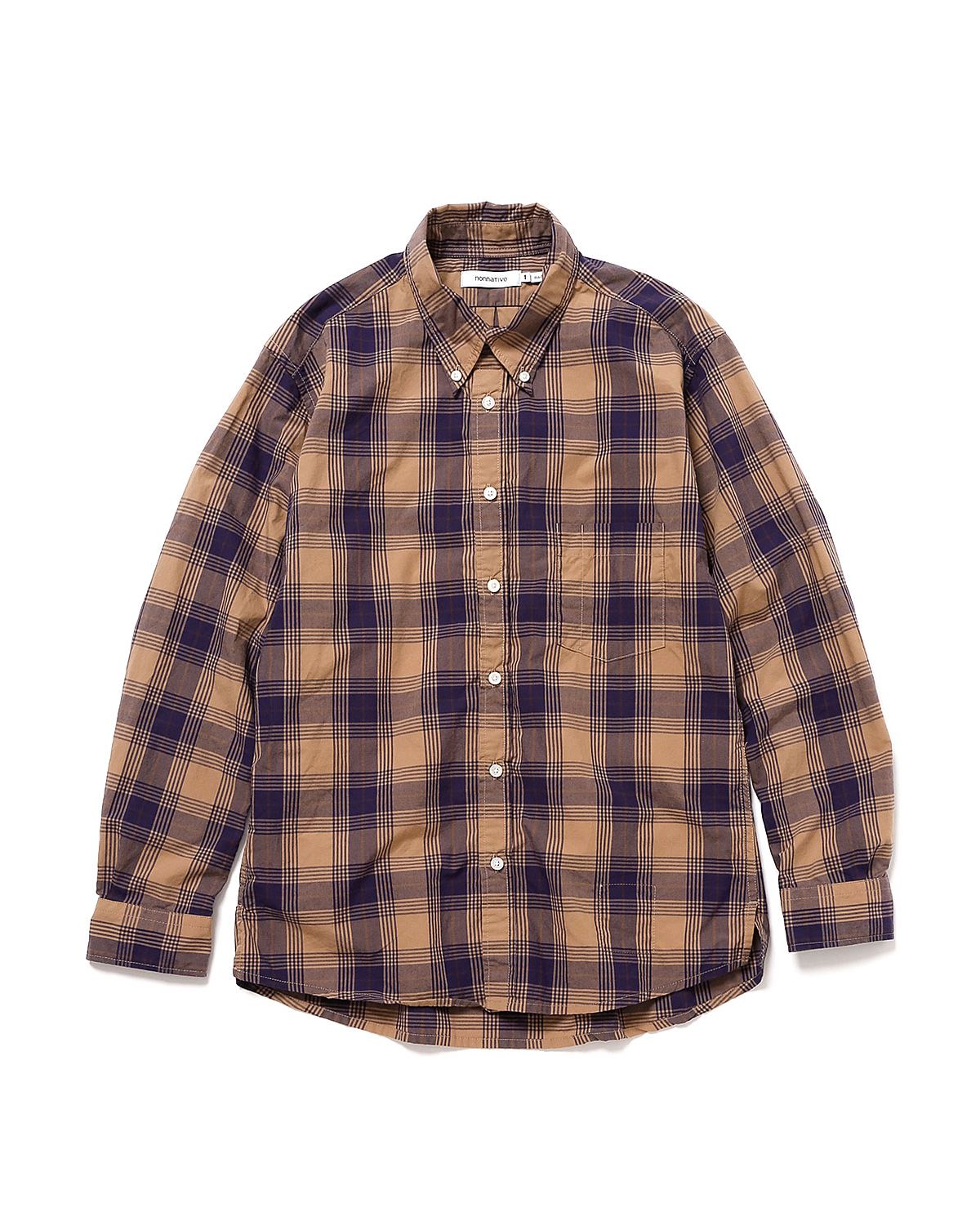 nonnative - DWELLER L/S B.D. SHIRT COTTON TYPEWRITER TARTAN CHECK / KHAKI |  Stripe Online Store