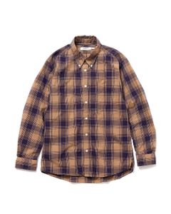 DWELLER L/S B.D. SHIRT COTTON TYPEWRITER TARTAN CHECK / KHAKI