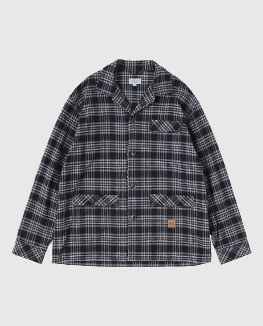 PLAID SLEEPING JACKET / Charcoal Brown