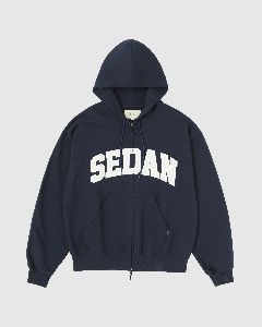 COLLEGE LOGO FULL ZIP HOODIE / NAVY