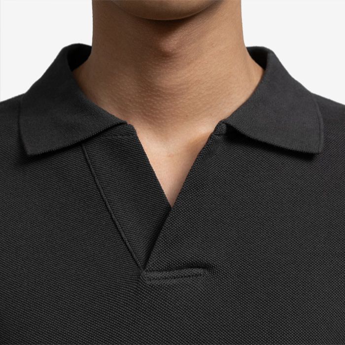 Cotton Pique Jersey S/S Skipper Polo / Charcoal