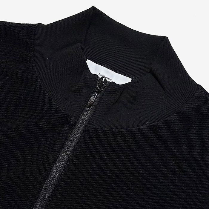 Pique Velour Jersey Half Zip Sweatshirt / Black