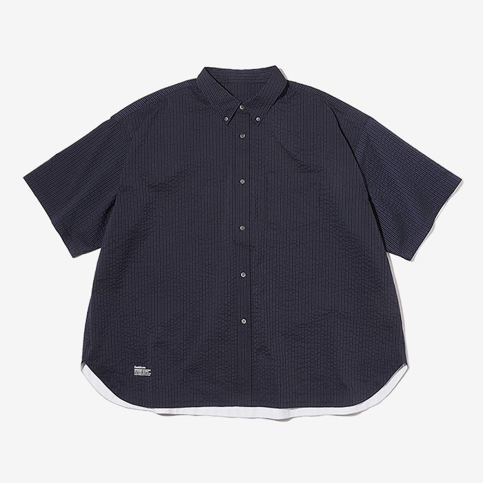 SEERSUCKER S/S B.D SHIRT / NAVY × BLACK