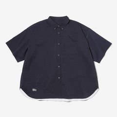 SEERSUCKER S/S B.D SHIRT / NAVY × BLACK