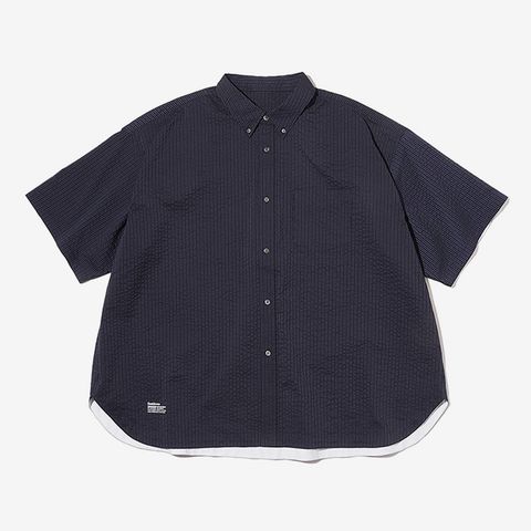 SEERSUCKER S/S B.D SHIRT / NAVY × BLACK